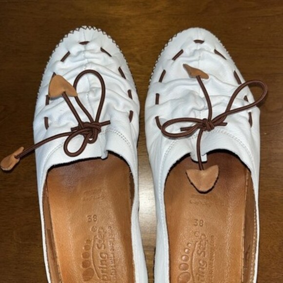 spring step shoes Berna White Leather Loafers Flats 16103-1912 Size 38 7 7.5 - Picture 11 of 11